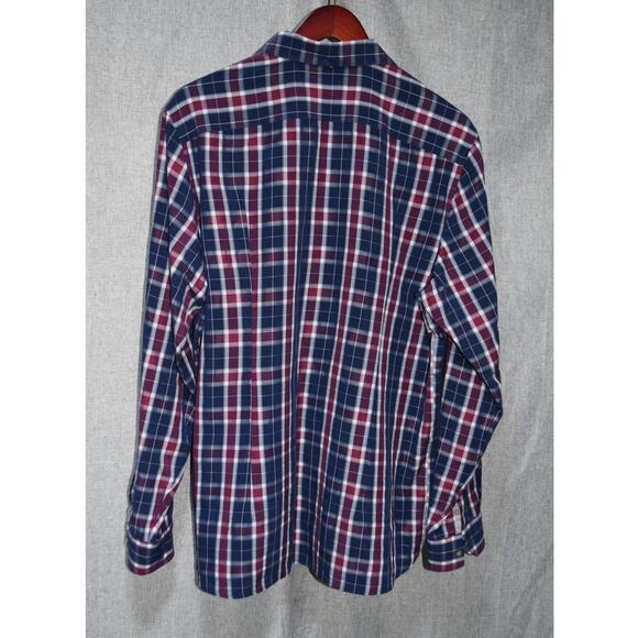 Ted Baker London Navy Burgundy Check Long Sleeve Shirt Size 4 (Large) - Picture 4 of 4